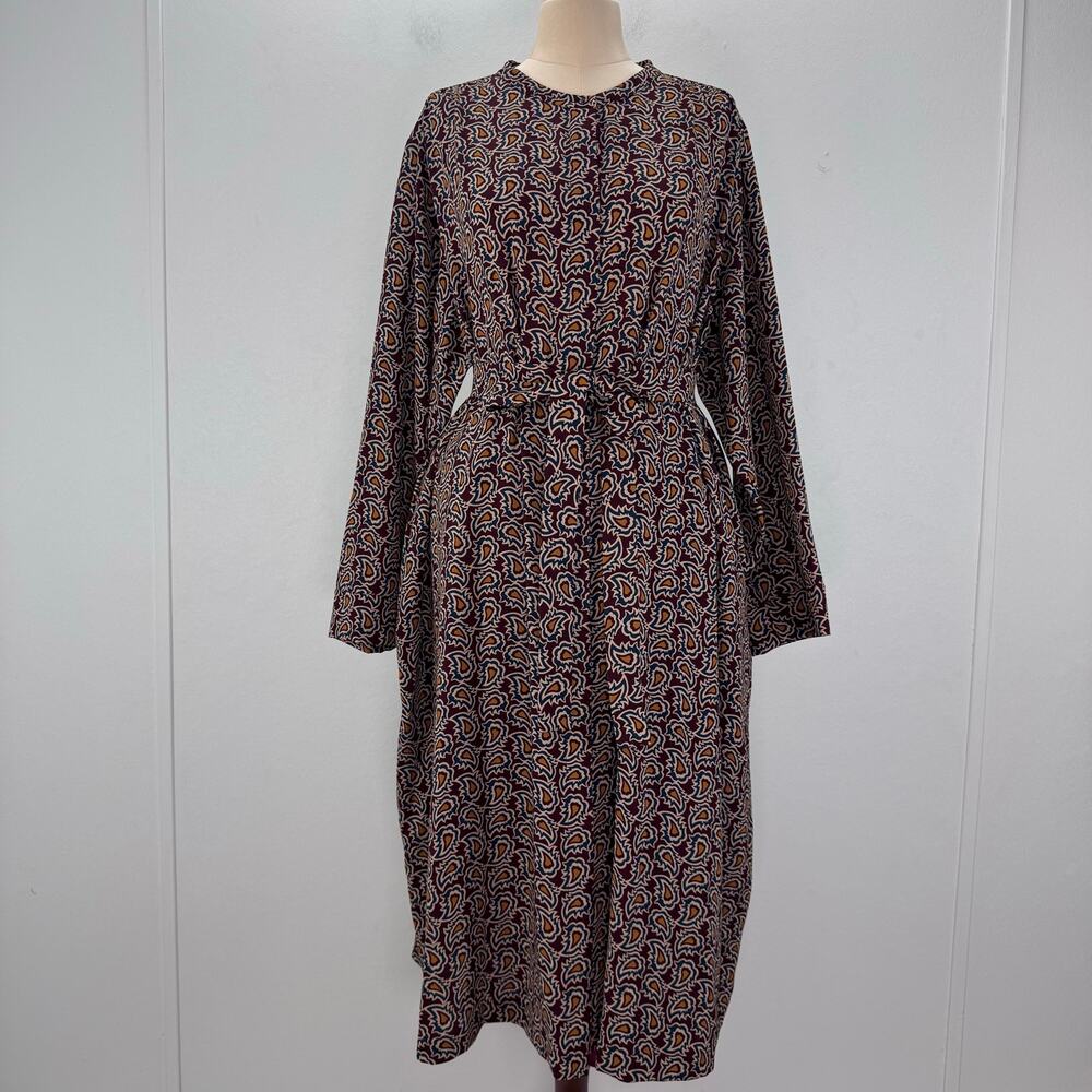 NWT Marina Rinaldi Long Sleeve Dress Belted Plus 22 Resortwear Quiet Luxury Boho